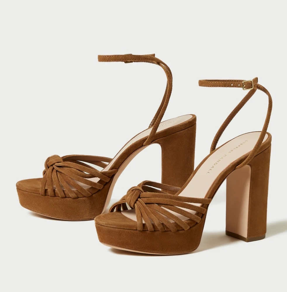 NWT$450 Loeffler Randall Rivka 120mm Suede Knot Platform Sandal Heels Sz 9.5 - Picture 3 of 16